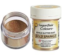 Sugarflair Gold Sparkle Edible Glitter Dust - Add a Shimmering Rain of Sparkle To Cakes, Cupcakes, Chocolate, Baking, Desserts, Ice Cream, Drinks, Cocktails and more - 10g