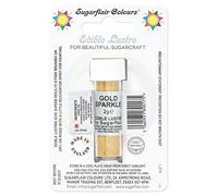 Sugarflair Gold Sparkle Edible Lustre Dust (E171 Free), Add a Lustrous Shine to Cakes or Decorations. Brush On or Add Rejuvenator to Create Eye-Catching Edible Paint- 2g