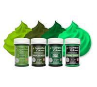 Sugarflair Green Food Colouring Paste Set - Concentrated Food Colouring for Use with Buttercream, Sugar Paste, Royal Icing or Cake Mixes, Vibrant Colour Food Dye - Multipack 4x 25g