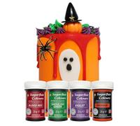 Sugarflair Halloween Paste Colour Set - Highly Concentrated for Use With All Food Colouring - 4 x 25g Pots - Blood Red, Ghoulish Green, Orange & Violet