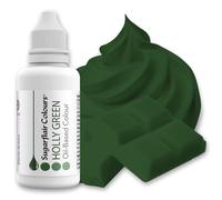 Sugarflair Holly Green Oil Based Food Colouring, Highly Concentrated Edible Oil Based Blue Food Colour for Consistent Colouring of High Fat Foods: Icing, Buttercream, Chocolate & More - 30ml