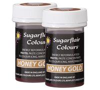 Sugarflair Honey Gold Pastel Food Colouring Paste, Highly Concentrated for Use with Sugar Pastes, Buttercream, Royal Icing or Cake Mix, Subtle Colour Dye - 25g (Pack of 2)