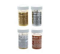 Sugarflair Metallic Food Paint Multipack of 4, Edible Paint for Cakes - 4 Colours; Gold, Silver, Rose Gold & Titanium Free Gold (20g Each)