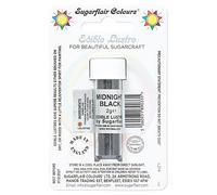 Sugarflair Midnight Black Edible Lustre Dust (E171 Free), Add a Lustrous Shine to Cakes or Decorations. Brush On or Add Rejuvenator to Create Eye-Catching Edible Paint- 2g