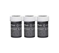 Sugarflair Midnight Black Pastel Food Colouring Paste, Highly Concentrated for Use with Sugar Pastes, Buttercream, Royal Icing or Cake Mix, Subtle Colour Dye - 25g (Pack of 3)