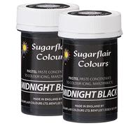 Sugarflair Midnight Black Pastel Food Colouring Paste, Highly Concentrated for Use with Sugar Pastes, Buttercream, Royal Icing or Cake Mix, Subtle Colour Dye - 25g (Pack of 2)