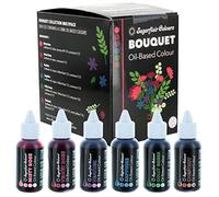 Sugarflair Oil Based Food Colouring, Bouquet Colours Set, Highly Concentrated Edible Oil Based Food Colour for Consistent Colouring of High Fat Foods: Icing, Buttercream, Chocolate & More - 6x 30ml