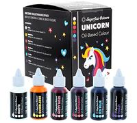 Sugarflair Oil Based Food Colouring, Unicorn Colours Set, Highly Concentrated Edible Oil Based Food Colour for Consistent Colouring of High Fat Foods: Icing, Buttercream, Chocolate & More - 6x 30ml