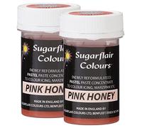 Sugarflair Pink Honey Pastel Food Colouring Paste, Highly Concentrated for Use with Sugar Pastes, Buttercream, Royal Icing or Cake Mix, Subtle Colour Dye - 25g (Pack of 2)