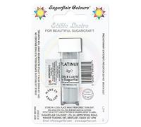 Sugarflair Platinum Edible Lustre Dust (E171 Free), Add a Lustrous Shine to Cakes or Decorations. Brush On or Add Rejuvenator to Create Eye-Catching Edible Paint- 2g
