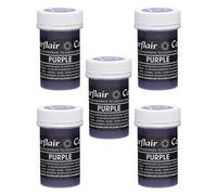 Sugarflair Purple Pastel Food Colouring Paste, Highly Concentrated for Use with Sugar Pastes, Buttercream, Royal Icing or Cake Mix, Subtle Colour Dye - 25g (Pack of 5)