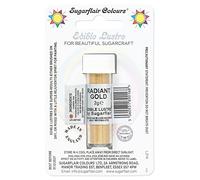 Sugarflair Radiant Gold Edible Lustre Dust (E171 Free), Add a Lustrous Shine to Cakes or Decorations. Brush On or Add Rejuvenator to Create Eye-Catching Edible Paint- 2g