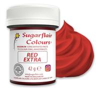 Sugarflair Red Extra Food Colouring Paste 42g - Maximum Concentrated Paste Food Dye for Cake Decorating, Fondant, Buttercream, Cake Batter and More - Vegan, Kosher, Bake-Stable