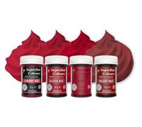 Sugarflair Red Food Colouring Paste Set 4x 25g - Concentrated Paste Food Dye for Cake Decorating, Fondant, Buttercream, Cake Batter and More - Vegan, Kosher, Bake-Stable
