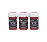 Sugarflair Rose Pastel Food Colouring Paste, Highly Concentrated for Use with Sugar Pastes, Buttercream, Royal Icing or Cake Mix, Subtle Colour Dye - 25g (Pack of 3)
