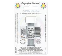 Sugarflair Satin Silver Edible Lustre Dust (E171 Free), Add a Lustrous Shine to Cakes or Decorations. Brush On or Add Rejuvenator to Create Eye-Catching Edible Paint- 2g
