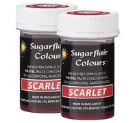 Sugarflair Scarlet Pastel Food Colouring Paste, Highly Concentrated for Use with Sugar Pastes, Buttercream, Royal Icing or Cake Mix, Subtle Colour Dye - 25g (Pack of 2)