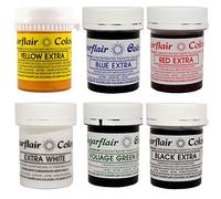 Sugarflair - Set of 6 Extra Concentrated Food Colours - A perfect pack for cake decoration