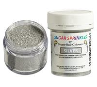 Sugarflair Silver Edible Glitter Sugar Sprinkles - for Cake Decorating, Sprinkle on Cakes, Cupcakes and Treats - 40g