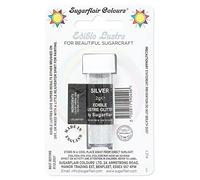 Sugarflair Silver Edible Lustre Glitter, Add a Lustrous Shine to Cakes or Decorations. Brush On or Add Rejuvenator to Create Eye-Catching Edible Paint - 2g