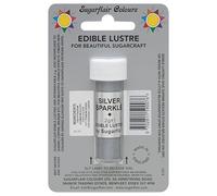 Sugarflair SILVER SPARKLE Edible Lustre Dust Powder - Cake Decorating Shimmer - Add a Shimmering Sheen to Cake Decorations, Bakes, Icing, Pastes & Chocolate 2g