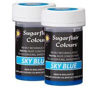 Sugarflair Sky Blue Pastel Food Colouring Paste, Highly Concentrated for Use with Sugar Pastes, Buttercream, Royal Icing or Cake Mix, Subtle Colour Dye - 25g (Pack of 2)