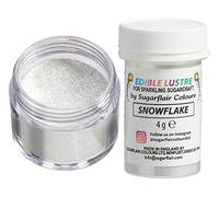 Sugarflair Snowflake Edible Lustre Dust, Add a Lustrous Shine to Cakes or Decorations. Brush On or Add Rejuvenator to Create Eye-Catching Edible Paint, Gives Shine to Your Bakes - 4g