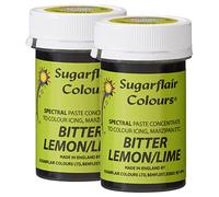 Sugarflair Spectral Bitter Lemon/Lime Food Colouring Paste, Highly Concentrated for Use with Sugar Pastes, Buttercream, Royal Icing or Cake Mix, Vibrant Colour Dye - 25g (Pack of 2)