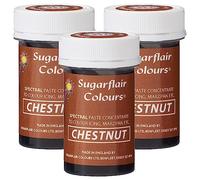 Sugarflair Spectral Chestnut Food Colouring Paste, Highly Concentrated for Use with Sugar Pastes, Buttercream, Royal Icing or Cake Mix, Vibrant Colour Dye - 25g (Pack of 3)