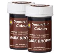 Sugarflair Spectral Dark Brown Food Colouring Paste, Highly Concentrated for Use with Sugar Pastes, Buttercream, Royal Icing or Cake Mix, Vibrant Colour Dye - 25g (Pack of 2)