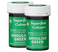 Sugarflair Spectral Ghoulish Green Food Colouring Paste, Highly Concentrated for Use with Sugar Pastes, Buttercream, Royal Icing or Cake Mix, Vibrant Colour Dye - 25g (Pack of 2)