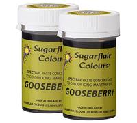 Sugarflair Spectral Gooseberry Food Colouring Paste, Highly Concentrated for Use with Sugar Pastes, Buttercream, Royal Icing or Cake Mix, Vibrant Colour Dye - 25g (Pack of 2)