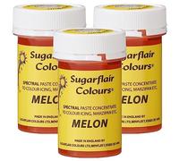 Sugarflair Spectral Melon Food Colouring Paste, Highly Concentrated for Use with Sugar Pastes, Buttercream, Royal Icing or Cake Mix, Vibrant Colour Dye - 25g (Pack of 3)
