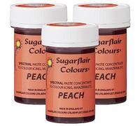 Sugarflair Spectral Peach Food Colouring Paste, Highly Concentrated for Use with Sugar Pastes, Buttercream, Royal Icing or Cake Mix, Vibrant Colour Dye - 25g (Pack of 3)