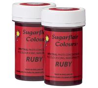 Sugarflair Spectral Ruby Food Colouring Paste, Highly Concentrated for Use with Sugar Pastes, Buttercream, Royal Icing or Cake Mix, Vibrant Colour Dye - 25g (Pack of 2)