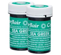 Sugarflair Spectral Sea Green Food Colouring Paste, Highly Concentrated for Use with Sugar Pastes, Buttercream, Royal Icing or Cake Mix, Vibrant Colour Dye - 25g (Pack of 2)