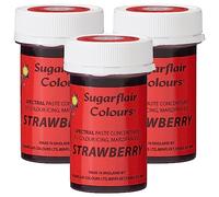 Sugarflair Spectral Strawberry Food Colouring Paste, Highly Concentrated for Use with Sugar Pastes, Buttercream, Royal Icing or Cake Mix, Vibrant Colour Dye - 25g (Pack of 3)