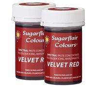 Sugarflair Spectral Velvet Red Food Colouring Paste, Highly Concentrated for Use with Sugar Pastes, Buttercream, Royal Icing or Cake Mix, Vibrant Colour Dye - 25g (Pack of 2)