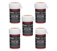 Sugarflair Spice Red Pastel Food Colouring Paste, Highly Concentrated for Use with Sugar Pastes, Buttercream, Royal Icing or Cake Mix, Subtle Colour Dye - 25g (Pack of 5)