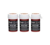 Sugarflair Spice Red Pastel Food Colouring Paste, Highly Concentrated for Use with Sugar Pastes, Buttercream, Royal Icing or Cake Mix, Subtle Colour Dye - 25g (Pack of 3)