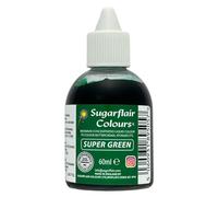 Sugarflair Super Green Liquid Food Colouring, Max Concentrate For Colouring Sugarpaste, Buttercream, Icing, Royal Icing, Macarons, Meringues, Cake Decorations and more - 60ml