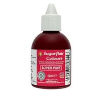 Sugarflair Super Pink Liquid Food Colouring, Max Concentrate For Colouring Sugarpaste, Buttercream, Icing, Royal Icing, Macarons, Meringues, Cake Decorations and more - 60ml