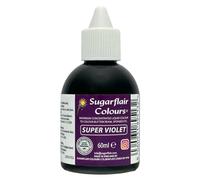 Sugarflair Super Violet Liquid Food Colouring, Max Concentrate For Colouring Sugarpaste, Buttercream, Icing, Royal Icing, Macarons, Meringues, Cake Decorations and more - 60ml