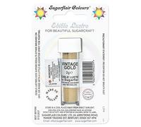 Sugarflair Vintage Gold Edible Lustre Dust (E171 Free), Add a Lustrous Shine to Cakes or Decorations. Brush On or Add Rejuvenator to Create Eye-Catching Edible Paint- 2g