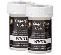 Sugarflair White Pastel Food Colouring Paste, Highly Concentrated for Use with Sugar Pastes, Buttercream, Royal Icing or Cake Mix, Subtle Colour Dye - 25g (Pack of 2)