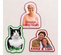 SugarGecko Custom Photo Patch - Personalised Family or Couple Portrait Printed onto Fabric, Shape-Cut Applique with Embroidered Edge, Iron On Sew On Hook and Loop, Made in UK (Portrait)