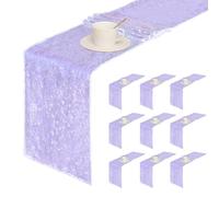Sugargirl 10 Packs 12 x 72 inches Sequin Table Runner, Glitter Mermaid Lavender Table Runner for Birthday Party Supplies Wedding Holiday Celebration Event Decorations