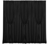 Sugargirl 30x10FT Wrinkle Free Black Backdrop Curtains Polyester Photo Backdrop Drapes Curtains with Rod Pockets for Party Birthday Wedding Photography Home Decoration(5x10FT, 6 Panels)