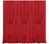Sugargirl 30x10FT Wrinkle Free Red Backdrop Curtains Polyester Photo Backdrop Drapes Curtains with Rod Pockets for Party Birthday Wedding Photography Home Decoration(5x10FT, 6 Panels)