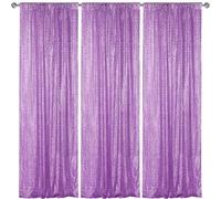 Sugargirl Lavender Purple Sequin Backdrop Curtain 3 Panels 2FTx8FT Glitter Lavender Purple Background Drapes Sparkle Photography Backdrop for Party Wedding Birthday Wall Decoration